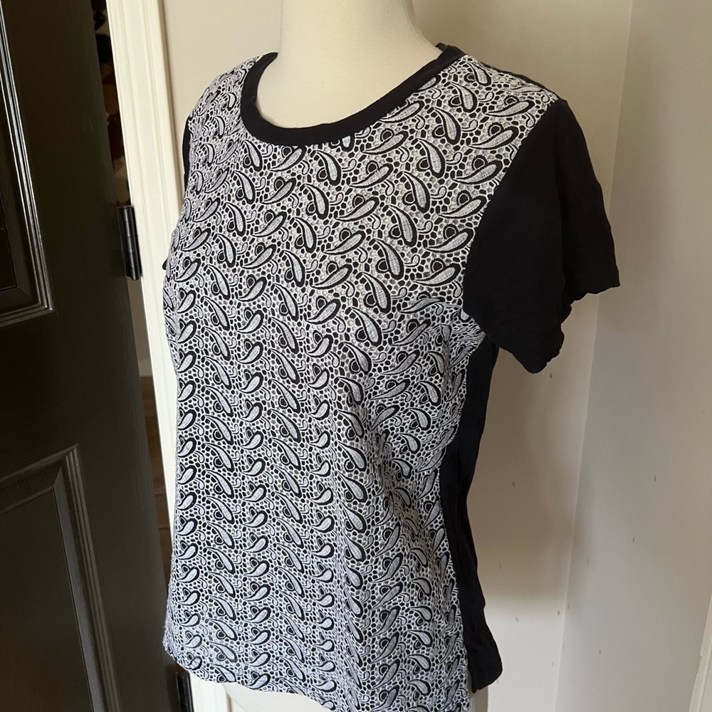 J crew tee, embroidered fabric front M